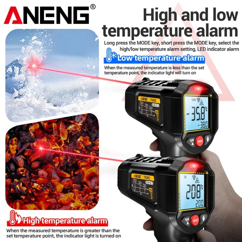 Industrial Laser Temperature Gun - ANENG TH202 Temassız Kızılötesi Termometre Endüstriyel
