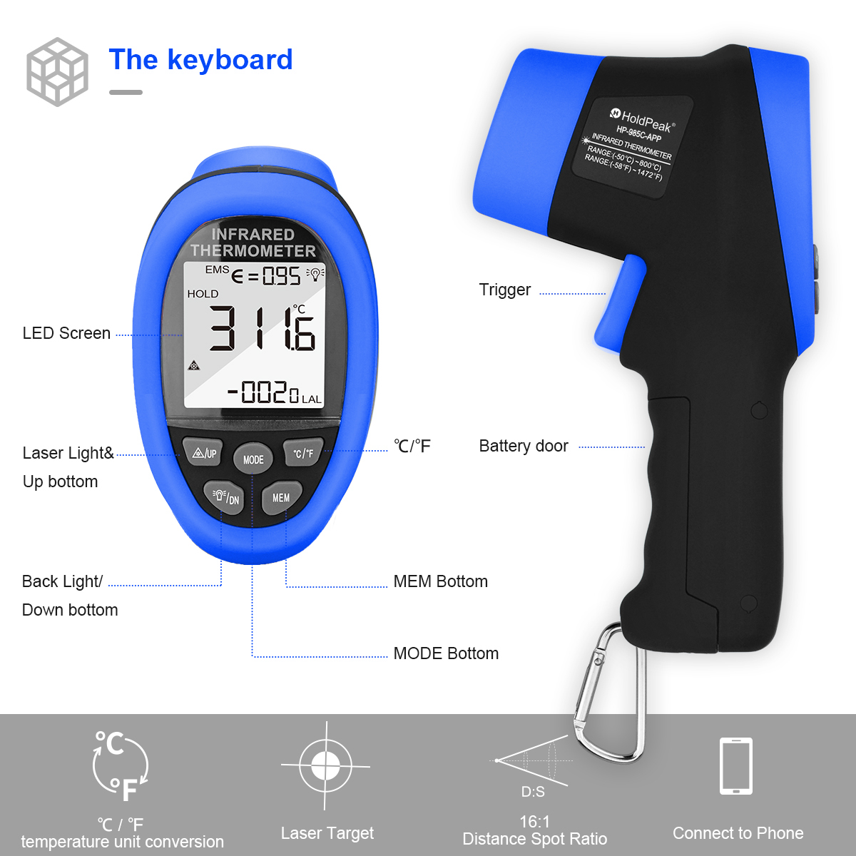 HoldPeak IR Termometre Tabanca - Industrial Laser Temperature Gun incelemesi ve fiyatı