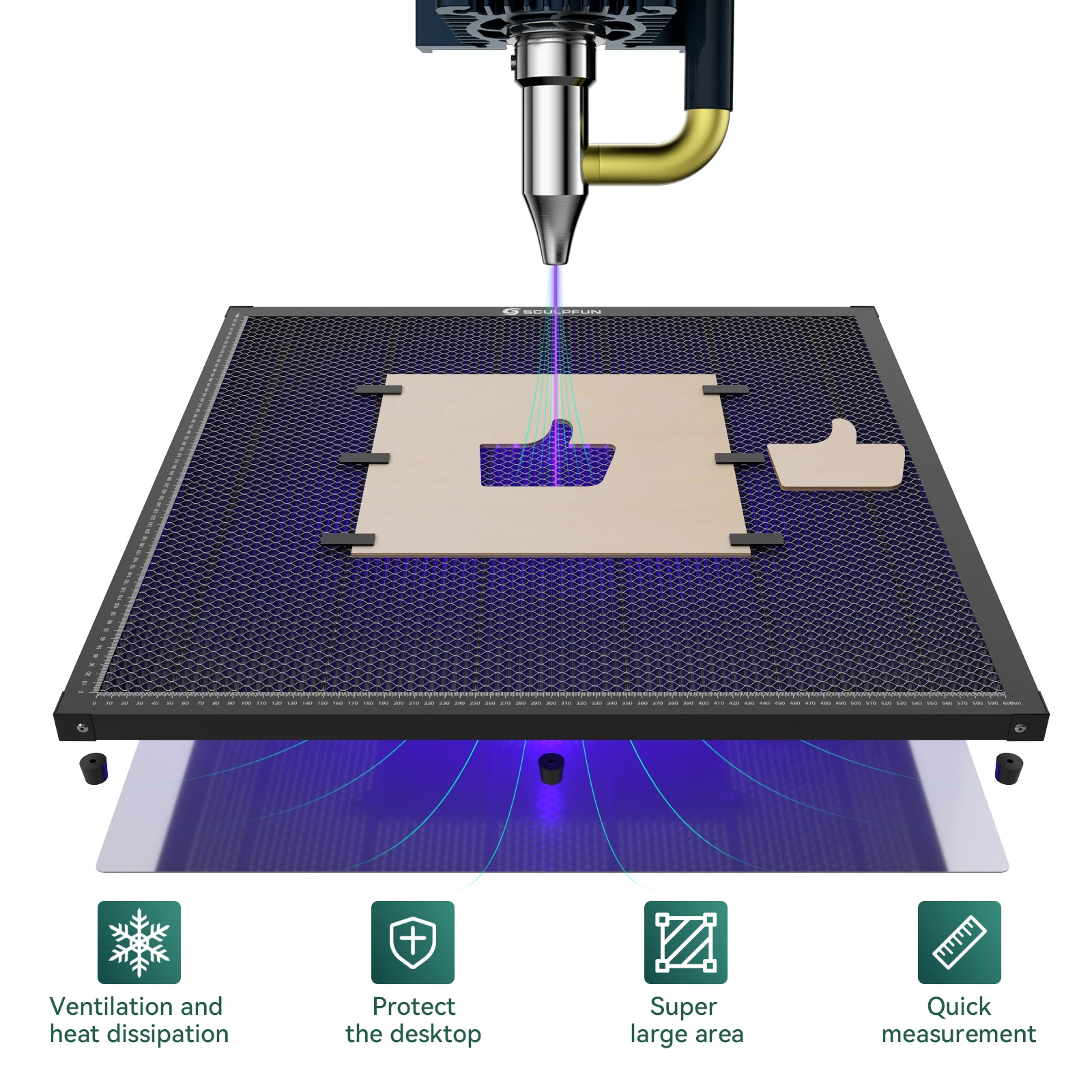 SCULPFUN 600x600mm Petek Panel - Co2 Laser Engraving Machine incelemesi ve fiyatı